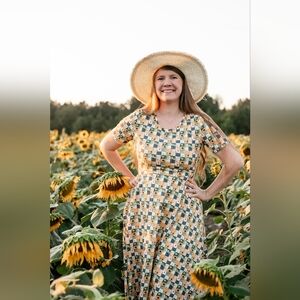 Cotton Sunflower Patterned Nursing Dress